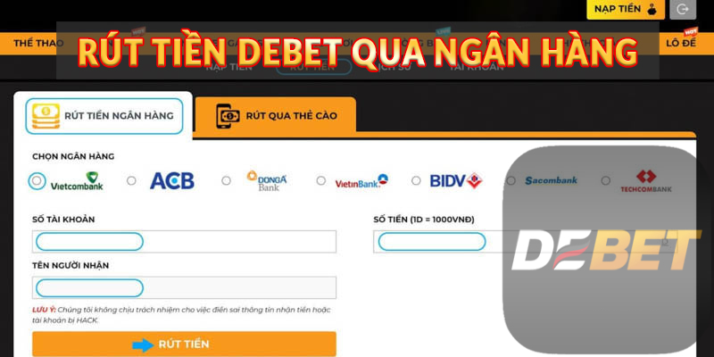 Hướng dẫn rút tiền Debet thành công từ A - Z 1 Rút tiền Debet qua ngân hàng